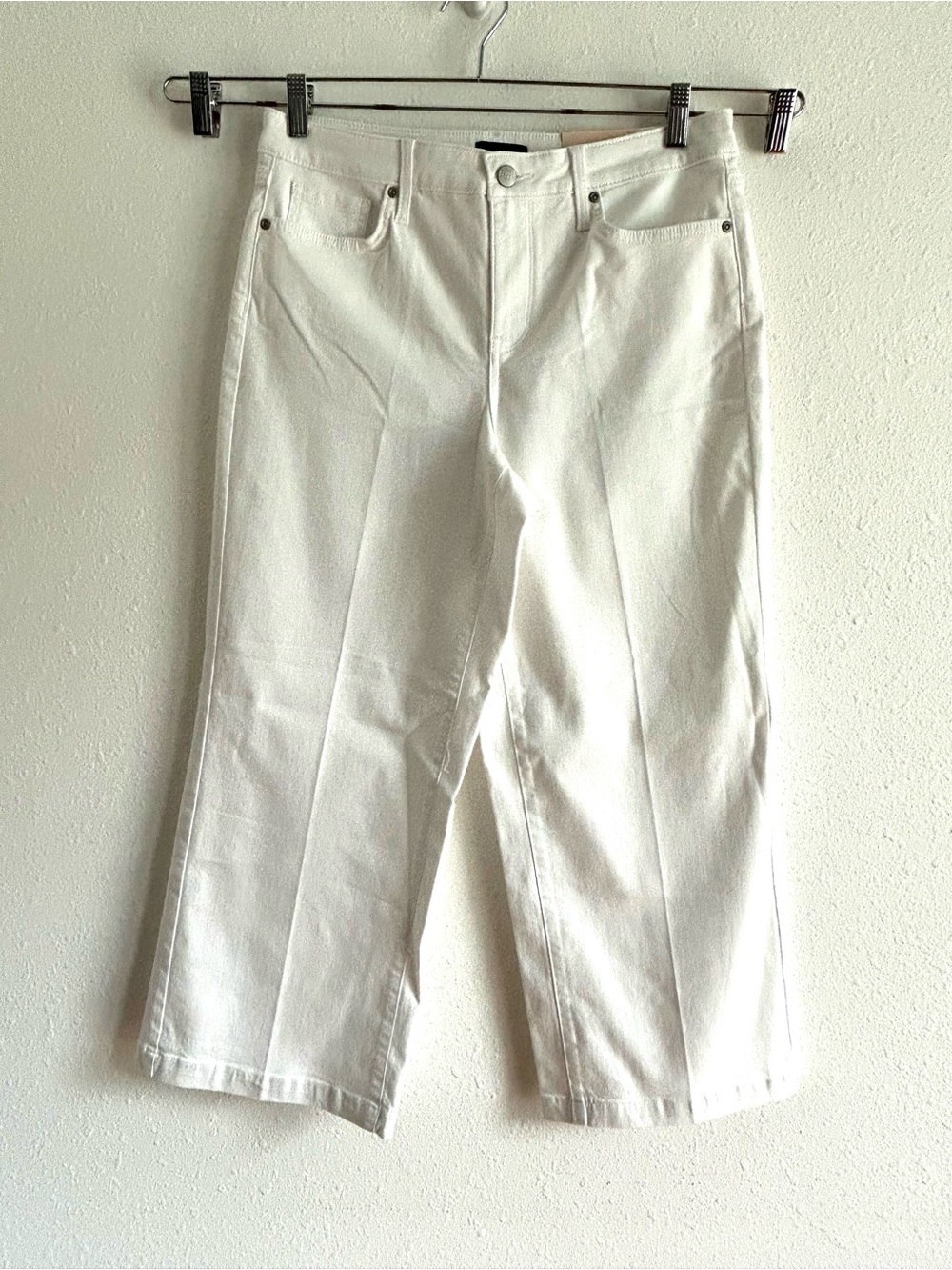 NYDJ Wide Leg Jeans Women's Size 10 White Stretch Denim Teresa